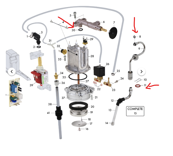 Gaggia classic coffee machine boiler EF0030/A with free boiler Gasket