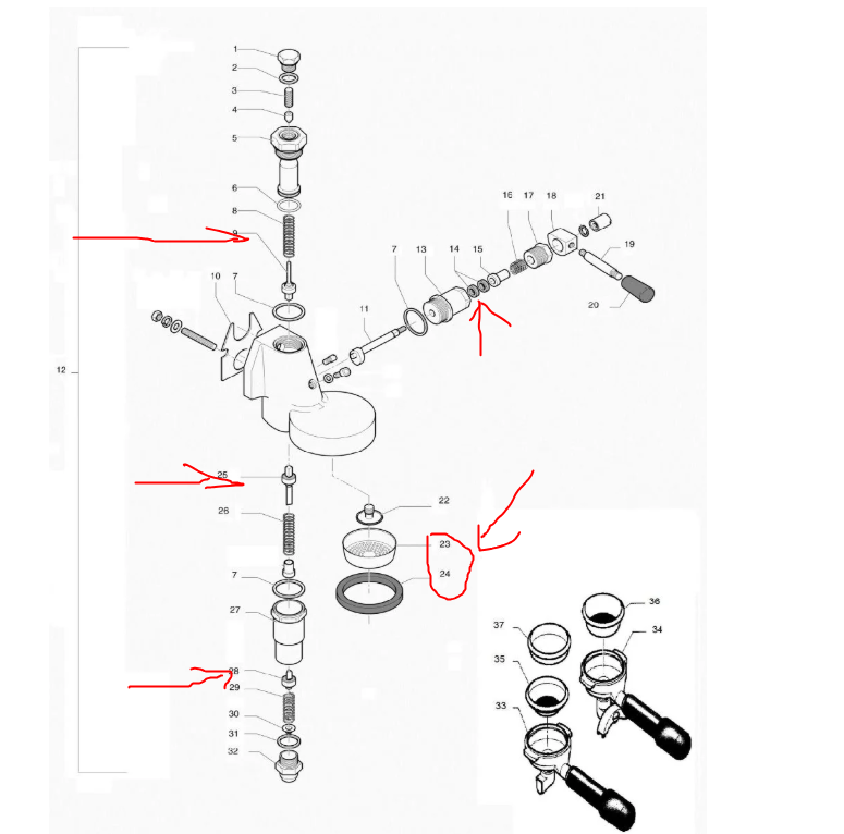 E61 Coffee machine Group diagram