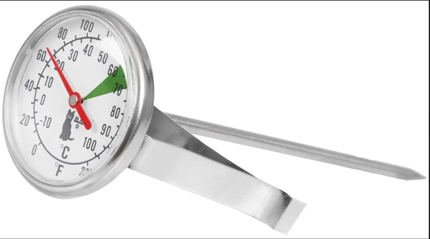 Motta Milk Frothing Thermometer with Clip - Stainless Steel