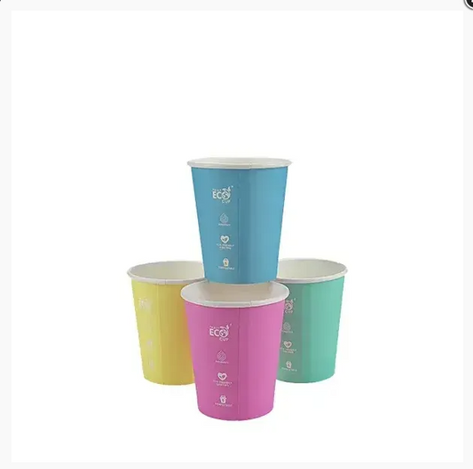Pastel Single Wall 8oz Truly Eco Paper Coffee Cup with lids 1000