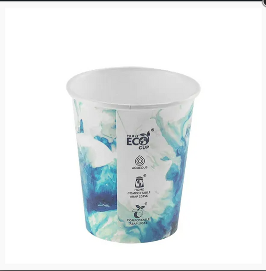 Aqua Single Wall 8oz Eco Paper Coffee Cups with Lids – 1000 Pack