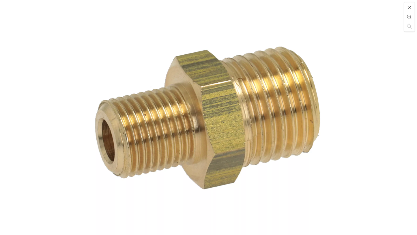 Brass nipple fitting 1/8 inch to 1/4 inch BSP male hex 14mm made in Italy for espresso machines