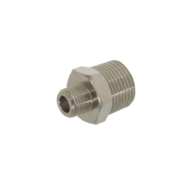 La Marzocco nickel plated fitting A.5.179 L053/2 3/8 x 1/8 inch BSP solenoid to hot water spigot