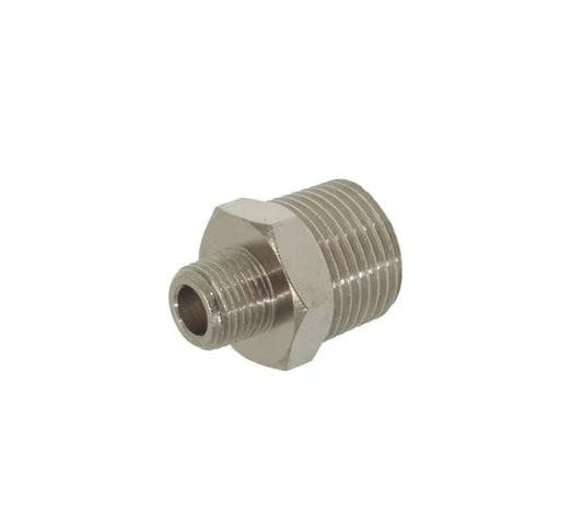 La Marzocco nickel plated fitting A.5.179 L053/2 3/8 x 1/8 inch BSP solenoid to hot water spigot